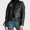 Biker Style Womens Black Leather Jacket