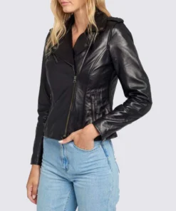 Black Biker Womens Leather Jacket