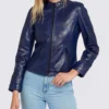 Cafe Race Stand Collar Leather Jacket