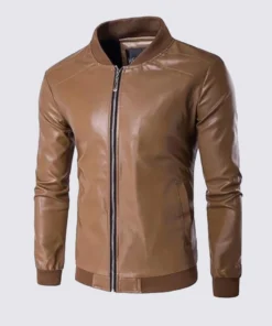Mens Brown Bomber Leather Jacket