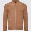 Mens Brown Suede Leather Jacket