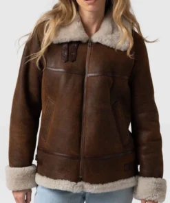 Shearling Style Womens Brown Jacket