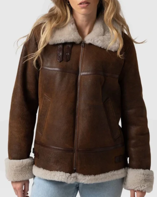 Shearling Style Womens Brown Jacket