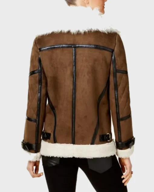 Shearling Style Womens Brown Leather Jacket