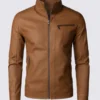 Tan Brown Bikr Leather Jacket