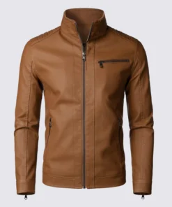 Tan Brown Bikr Leather Jacket