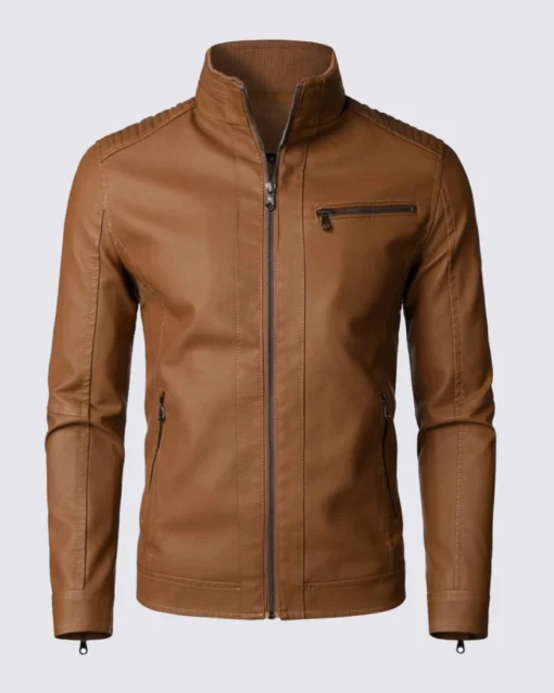 Tan Brown Bikr Leather Jacket