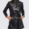 Womens Belted Black Leather Jacket