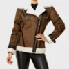 Womens Brown Shearling Leather Jacket