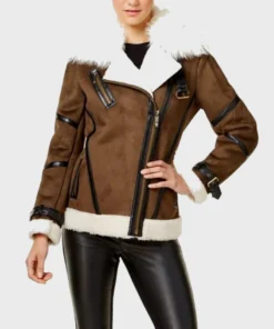 Womens Brown Shearling Leather Jacket