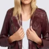 Women’s Dark Maroon Cafe Racer Jacket