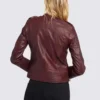 Womens Dark Maroon Cafe Racer Leather Jacket