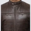 Biker Mens Dark Brown Leater Jacket