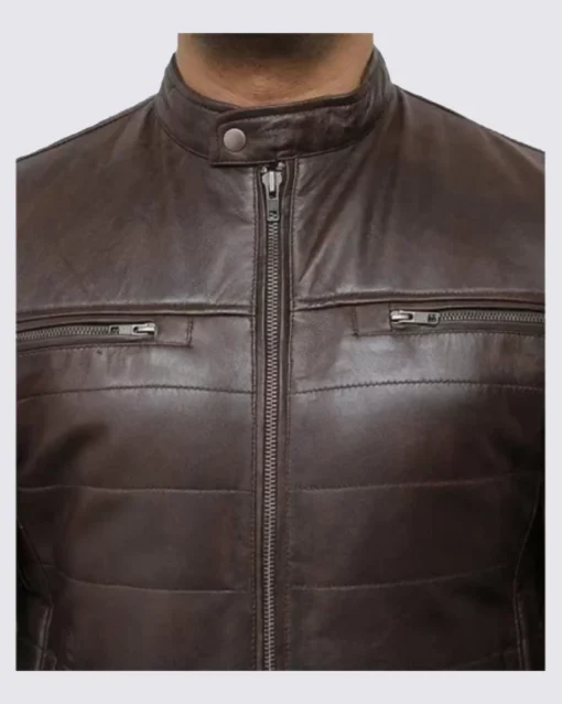 Biker Mens Dark Brown Leater Jacket