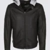 Black Hooded Leather Jacket