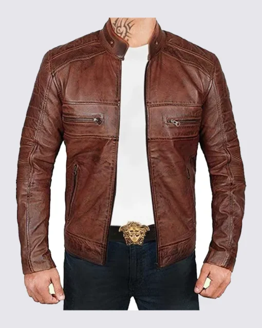 Brown Biker Leather Jacket