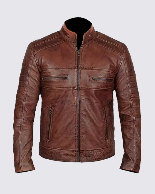 Cafe Racer Brown leather Jacket