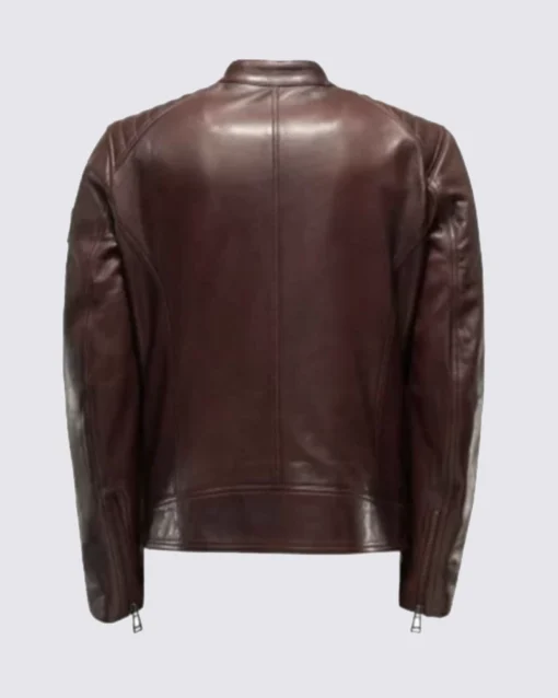 Dark Brown Leather Biker Jacket