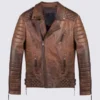 Distressed Brown Genuine Leather Jacket