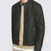 Faux Leather Mens Black Jacket