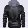 Genuine Leather Hooded Biker Jacket