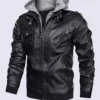 Hooded Grey Leater Jacket