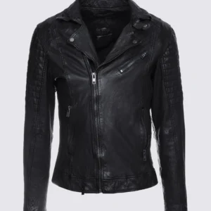 Lapel Black Mens Leather Jacket