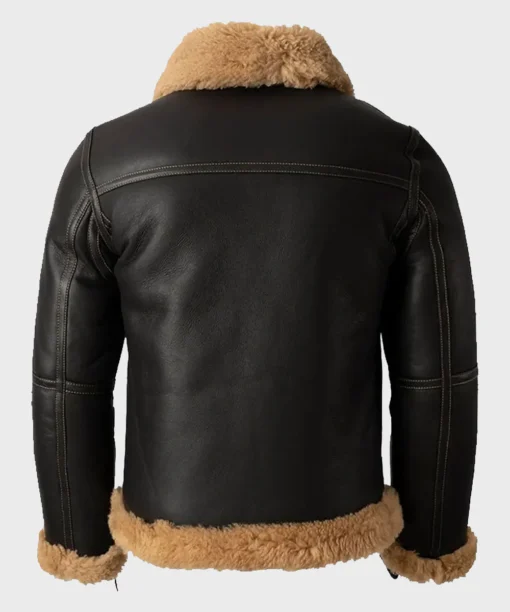 Men Black Shearling Leather Jacket