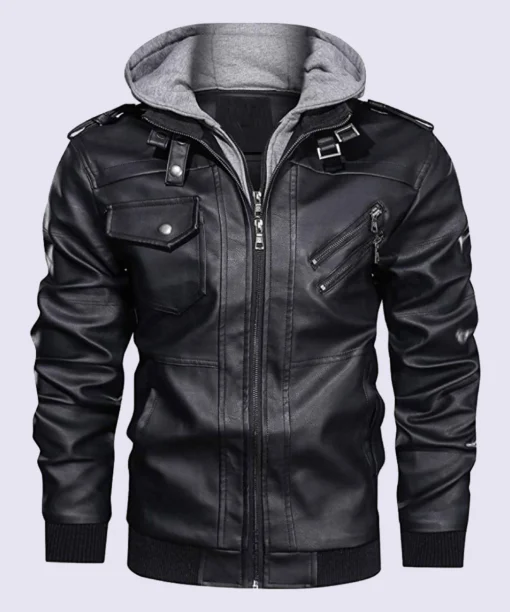 Men Grey Biker Jacket