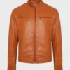 Men Orange Leather Jacket