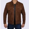 Men Suede Brown Jacket