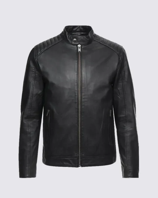 Mens Black Biker Leather Jacket