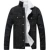 Mens Black Shearpa Denim Jacket