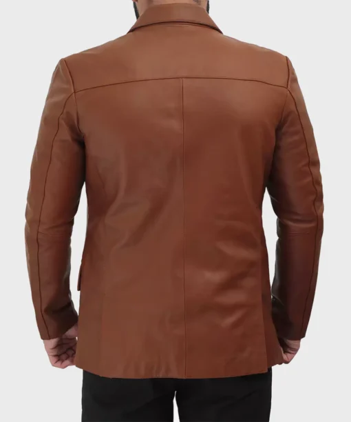 Men's Brown Genuine Leather Blazer