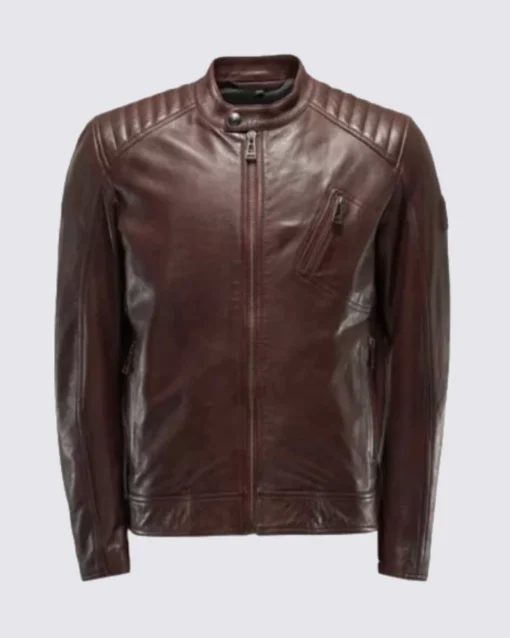 Mens Dark Brown Genuine Leather Jacket