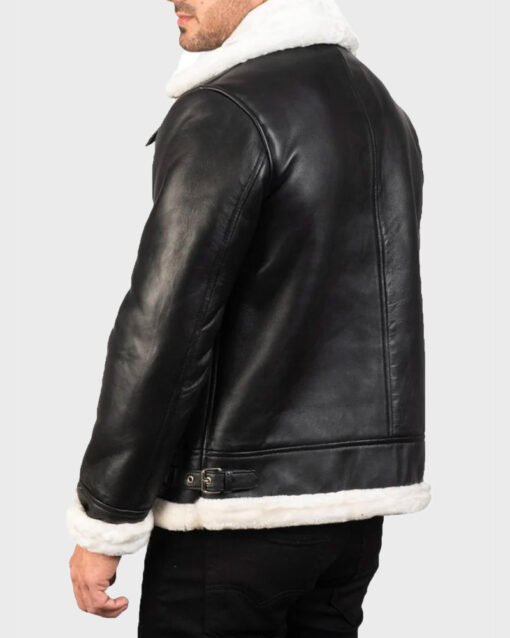 Men’s White Shearling Genuine Leather Jacket