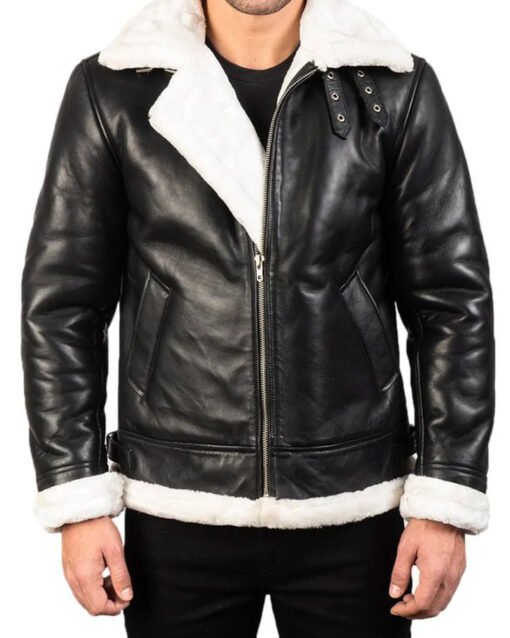 Black Biker Genuine Leather Jacket for Men