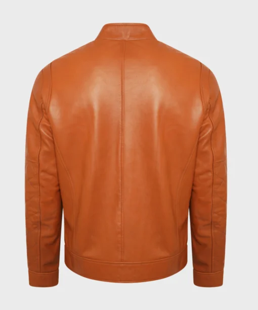 Orange Biker leather Jacket