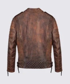 men Distress Brown Leather Jacket