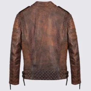 men Distress Brown Leather Jacket