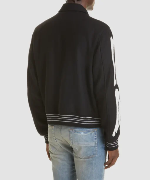 Amiri Bones Black Bomber Varsity Jacket