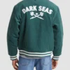 Dark Seas Mens Green Cotton Varsity Jacket