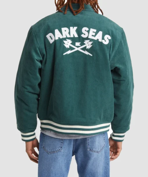 Dark Seas Mens Green Cotton Varsity Jacket