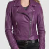 Womens Purple Biker Leather Jacket