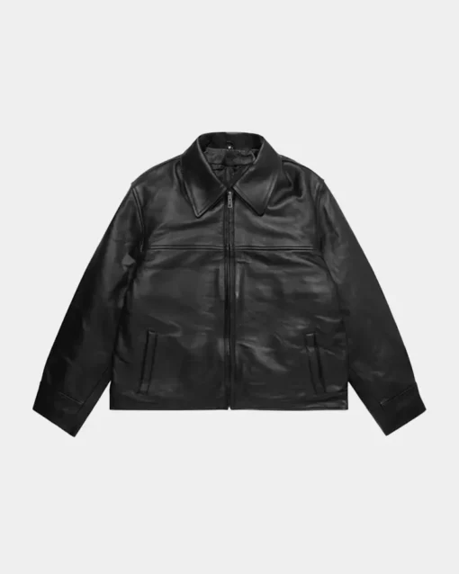 Mutimer Black Leather Jacket Front