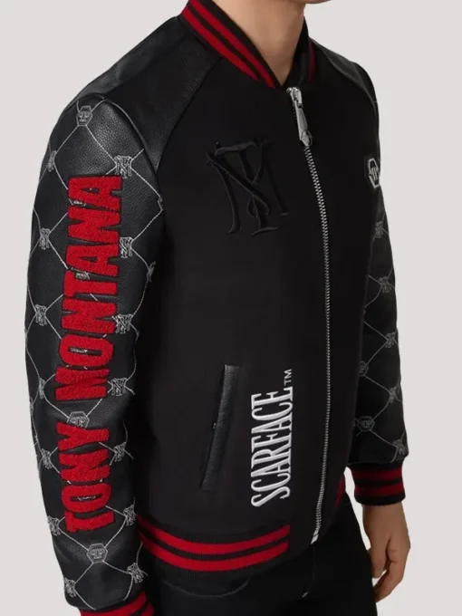 Philipp Plein Tony Montana Jacket in Black Lather