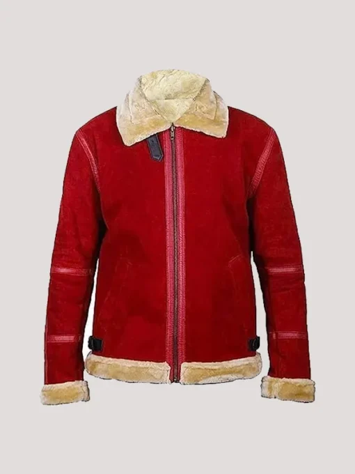 Ryan Reynolds Spirited Shearling Red Santa Jacket