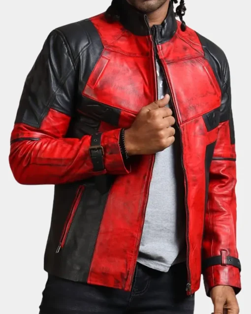 Deadpool & Wolverine Ryan Reynolds Red Leather Jacket