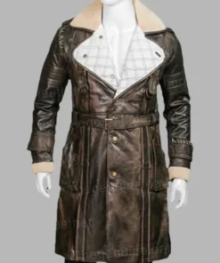 Elder Maxson Brown Leather Battlecoat fro Men