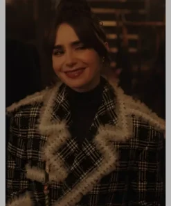 Emily In Paris S04 Emily Cooper Tweed Plaid Coat